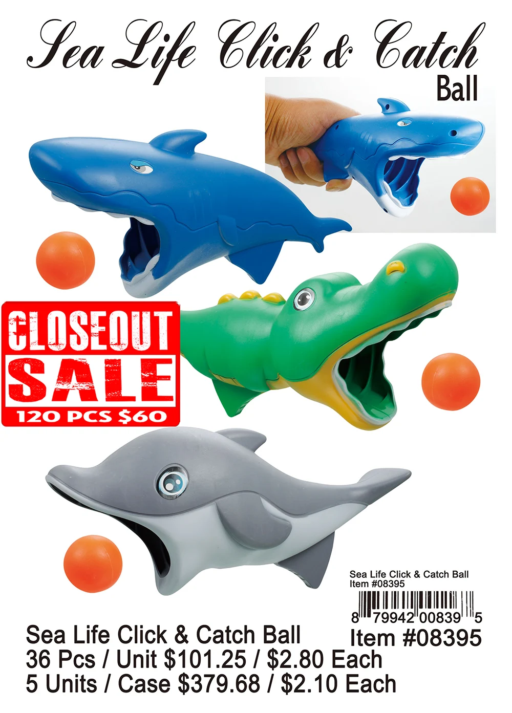 Sea Life Click and Catch Ball - Closeout 120 Pcs.